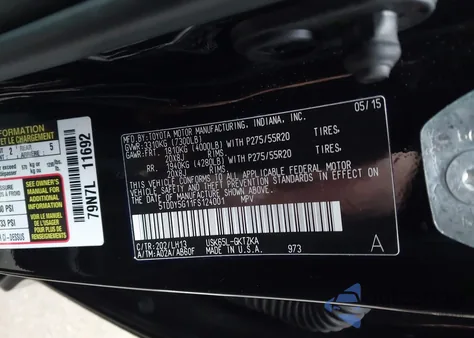 2015 Toyota Sequoia Platinum 5.7L V8 from USA, damaged, VIN 5TDDY5G11FS124001